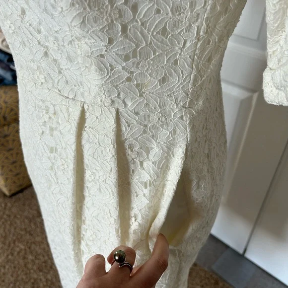 ASOS Cream Lace Retro Wiggle Dress - Picture 3 of 6